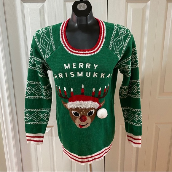 Ardene Sweaters Ardene Ugly Christmas Sweater Green Merry